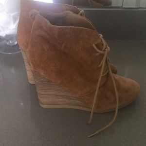 Tan lace booties